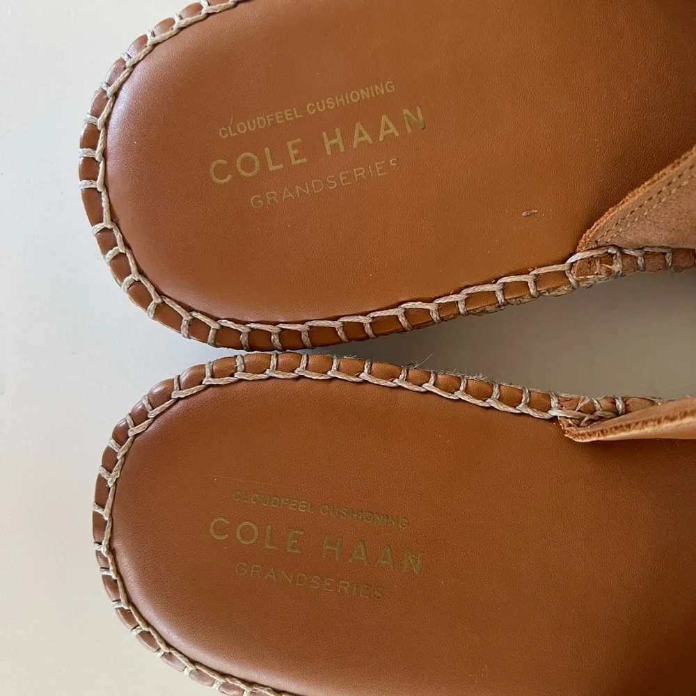 Cole Haan Leather Cloudfeel Espadrille Slide Sandals in Pecan Tan, 11B - Picture 6 of 13